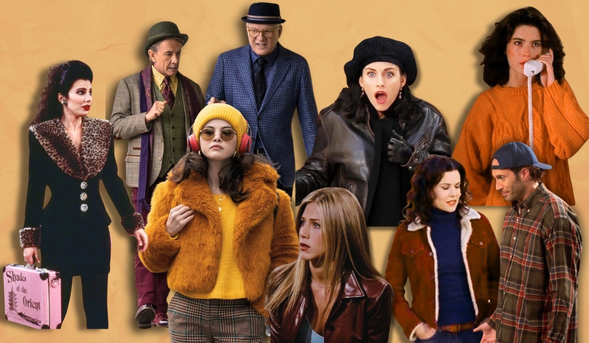 Herbstliches Fashion-Moodboard mit Vintage-Mode und gemütlicher Serienatmosphäre